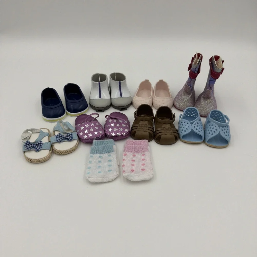 Our Generation Battat 18 Inch Doll Shoe Lot 8 Pairs Shoes 2‎ Pairs Socks Glitter